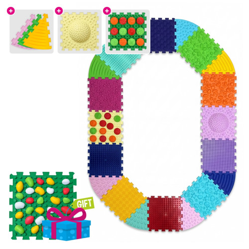 Covoraș de masaj "Ortek Multi Mix" 12 elemente + 8 sectoare Puzzle-uri FAGURE + Pietre cadou