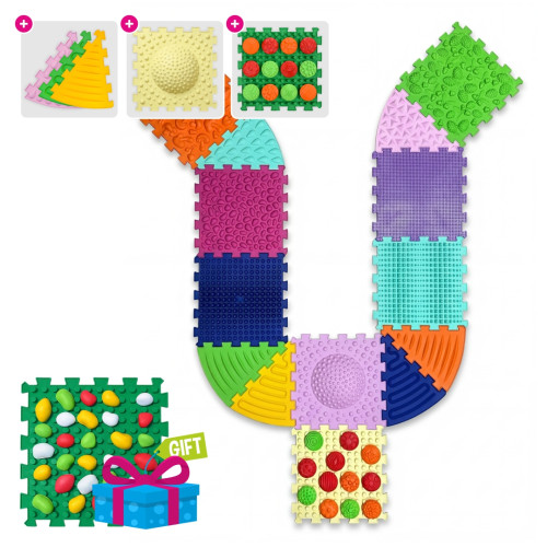 Covoraș de masaj "Ortek Multi Mix" 8 elemente + 6 sectoare Puzzle-uri FAGURE + Pietre cadou