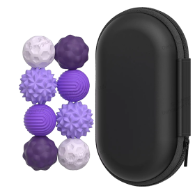 Bile magnetice senzoriale, set violet de 8 bucăți, cu husă, mărimea M