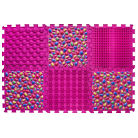 Covoraș ortopedic pentru masaj Puzzle "Mix" 6 elemente Pietriș roz