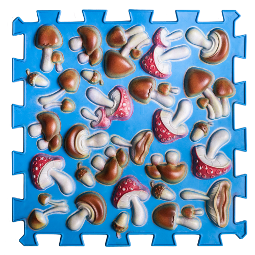 Covoraș de masaj Orthek Puzzle-uri Ciuperci Colorate Albastre 1 element