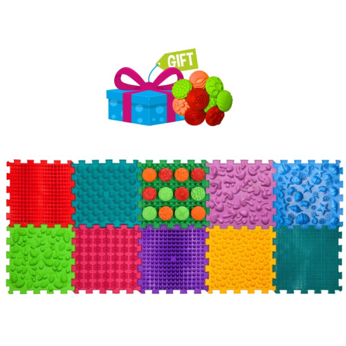 Covoraș de masaj "Ortek Mix Puzzle-uri" 10 elemente + "Modele" cadou