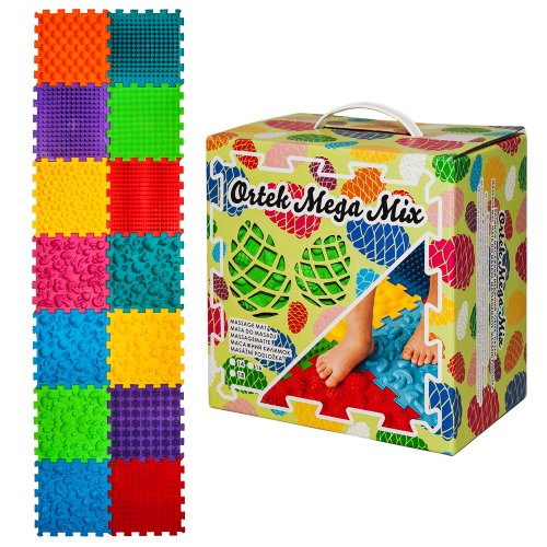 Covoraș ortopedic pentru masaj Puzzle "Mega Mix" 14 elemente