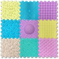 Covoraș de masaj Puzzle Mix Pastel 9 elemente