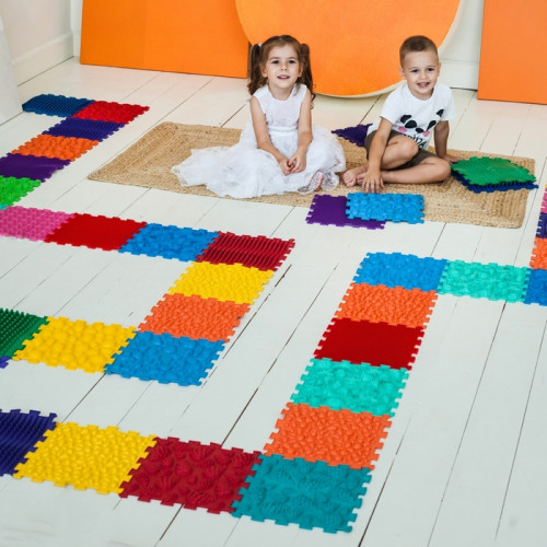 Covoraș ortopedic pentru masaj Puzzle "Mega Mix" 12 elemente